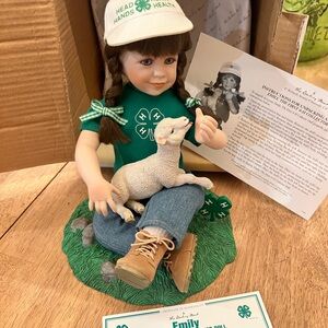 The First 4-H Collector dollGirl Figurine with Lamb by Danbury Mint original box